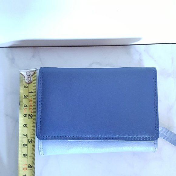 Leather Wallet with Zip Coin Section, Purple Navy - Picture 5 of 14